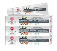 Ayouthveda Pasta de dientes de carbón activado sin flúor - Pasta de dientes de carbón sin flúor para dientes blancos brillantes, limpieza suave con pasta de dientes negra, cuidado dental natural