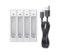 AYPOHU Cargador de batería recargable de 1,5 V AA, solución de carga, 4 ranuras, doble entrada, cargador USB de canal independiente, cargador de batería con pantalla LED