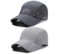 AYPOW 2 Packs Gorra de BéIsbol de Transpirable para Hombre, Gorra Running Al Aire Libre de Secado Rápido Con Vista Plegable, Malla Ligera Ajustable Sombrero de Protección Solar Viseras Verano