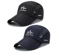 AYPOW 2 Packs Gorra de BéIsbol para Hombre Mujeres, Gorra de Protección Solar de Secado Rápido Plegable,Ligera Sombreros de Béisbol Visera Sombreros de Verano al Aire Libre con Hebilla Ajustable