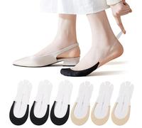 AYPOW 6Pcs Calcetines Invisibles de Seda de Hielo, Mujer Ultra No Show Calcetines para Destalonados Sandalias y Tacones Altos, Absorben el Sudor Parte Inferior de Algodón, Con Silicona Antideslizante