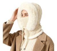 AYPOW Gorro de Punto para Mujer Invierno, Sombrero Cálido de Calentador Cuello Suave Forro Polar, Pasamontañas Térmico Capucha Mascarilla Prueba de Viento Ajustable para Esquí Al Aire Libre