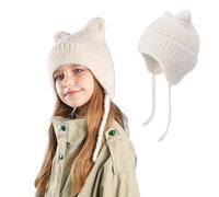AYPOW Lindo Orejas de Gato Gorros de Punto para 3-12 Años Niño Niñas, Las Orejas Térmicos Sombrero de Invierno Suave Amigable Cálido A Prueba de Viento Beanie Gorras para Actividades al Aire Libre