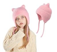 AYPOW Lindo Orejas de Gato Gorros de Punto para 3-12 Años Niño Niñas, Las Orejas Térmicos Sombrero de Invierno Suave Amigable Cálido A Prueba de Viento Beanie Gorras para Actividades al Aire Libre