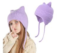 AYPOW Lindo Orejas de Gato Gorros de Punto para 3-12 Años Niño Niñas, Las Orejas Térmicos Sombrero de Invierno Suave Amigable Cálido A Prueba de Viento Beanie Gorras para Actividades al Aire Libre