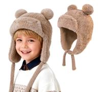 AYPOW Lindo Orejas de Oso Gorros de Punto para 4-10 Años Niño Niñas, Las Orejas Térmicos Sombrero de Invierno Suave Amigable Cálido A Prueba de Viento Beanie Gorras para Actividades al Aire Libre