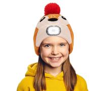 AYPOW Niños LED Gorro con Luz, Linterna Frontal LED Recargable por USB Faros Manos Libres, Sombreros Gorros Invierno Cálido Punto con Antorcha, Regalos para Niños Niñas Correr Senderismo Acampar