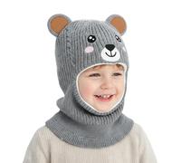 AYPOW Pasamontañas Niños de Invierno, Gorro de Punto Antiviento Térmico con Cálido Forro Polar, Sombreros con Orejas de Oso Bufanda Calentador de Cuello