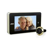 AYR Mirilla Digital AYR 754: Gran pantalla de 4" para Mayor Claridad y Facilidad de Uso. Protección de Puerta Garantizada | Acabado Níquel Mate/Latón.