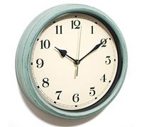 AYRELY® Reloj de Pared Decorativo Vintage, silencioso, sin tictac, Funciona con Pilas, decoración clásica para Sala de Estar, Granja, Cocina, Dormitorio, baño (Azul clásico)