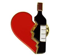 Ayrsjcl 2 Pcs/Set Roto Heart + Red Wine Botella Costura Broches, Personalidad Pin Sweater Scarf Bocetpin para Mujer Ropa Decoración Joyería