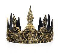 Aysatogc 1 corona real medieval rey diadema tiara escenario Halloween cosplay accesorio de disfraz tamaño ajustable para adultos teatro disfraz fiesta temática