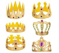 Aysatogc 2 coronas rey oro corona real sombrero corona cumpleaños rey princesa oro coronas accesorios de juego de rol accesorios de disfraz para cumpleaños real accesorios de vestir fotos de boda