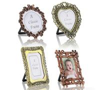 Aysatogc 4 unidades Mini Marco de Fotos Metal Vintage Pequeño Marco de Fotos Antiguo para Exhibición de Joyas Fiesta de Vacaciones DIY Decoración Foto Accesorios Exhibición de Joyas