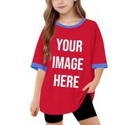 AYSDSKI Camiseta Personalizado Imprimir Deje Las Niñas Personalizar Personalidad Personalidad Personalización Exclusiva Camiseta Con Foto Texto Logo Niños Media Manga Blusa Básica, rojo, 160