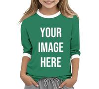 AYSDSKI Camiseta Personalizado Imprimir Deje Las Niñas Personalizar Personalidad Personalidad Personalización Exclusiva Camiseta Con Foto Texto Logo Niños Manga 3/4 Blusa Básica, verde, 140