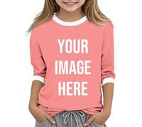 AYSDSKI Camiseta Personalizado Imprimir Deje Las Niñas Personalizar Personalidad Personalidad Personalización Exclusiva Camiseta Con Foto Texto Logo Niños Manga 3/4 Blusa Básica, Rosa., 130