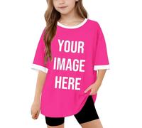 AYSDSKI Camiseta Personalizado Imprimir Deje Las Niñas Personalizar Personalidad Personalidad Personalización Exclusiva Camiseta Con Foto Texto Logo Niños Media Manga Blusa Básica, P-ink, 170