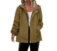 AYSDSKI Chubasquero para mujer, monocolor, impermeable, chaqueta de softshell, chaqueta de entretiempo con capucha, cremallera y cremallera, chaqueta de senderismo, chaqueta informal con capucha