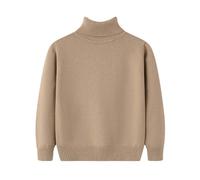 AYSDSKI Jersey de punto para adolescentes, niñas, niños, cuello alto, jersey monocolor, cálido, jersey de punto de manga larga, camiseta para niños, cuello alto, informal, moderna, básica, de algodón