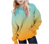 AYSDSKI Sudadera con capucha para niña, degradado de color, otoño, invierno, sudadera con capucha, con bolsillos, para niños de 5 a 15 años, verde menta, 150