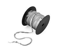 Aysekone - Cuerda de costura de lentejuelas redondas y planas para manualidades de boda (plata, 6 mm, 100 yardas)
