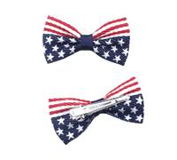 Aysekone Paquete de 2 pinzas para el pelo con la bandera estadounidense para niñas, accesorios para el pelo del 4 de julio, lazos patrióticos para el pelo