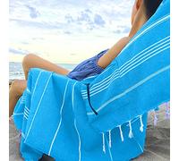 Aysesa ShoreSecrets Collection: Toalla de Playa a Prueba de Arena con Bolsillo Oculto, algodón Turco Natural, Fabricada en Turquía, 6 pies 3 Pulgadas de Largo (Turquesa caribeña)