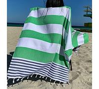 Aysesa ShoreSecrets Collection: Toalla de Playa a Prueba de Arena con Bolsillo Oculto, algodón Turco Natural, Fabricada en Turquía, 6 pies 3 Pulgadas de Largo (Rayas Verdes PalmParade)