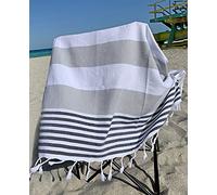 Aysesa Toalla de Playa de algodón a Prueba de Arena, con Bolsillo Oculto, Manta Grande para Adultos de 38 x 75 Pulgadas, Fabricada en Turquía