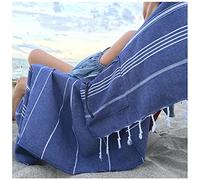 Aysesa - Toalla de Playa turca a Prueba de Arena con Bolsillo Oculto con Cremallera, 100% algodón, Manta de Gran tamaño sin Arena, XXL 38 x 75 Pulgadas, Extra Grande para Adultos, Regalo para Hombres