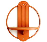AYSMYGS Repisa de Pared Redonda Bohemia Metal & Madera, Estante Flotante en Pared 10KG Capacidad de Carga, 2 Tallas Repisa Decorativa para Plantas/Detalles, Negro/Blanco/Naranja(Orange,30x40cm)