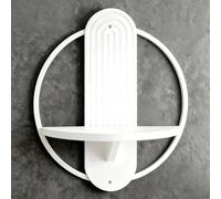AYSMYGS Repisa de Pared Redonda Bohemia Metal & Madera, Estante Flotante en Pared 10KG Capacidad de Carga, 2 Tallas Repisa Decorativa para Plantas/Detalles, Negro/Blanco/Naranja(White,30x40cm)