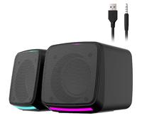 Aysoi Altavoces para PC, Juego de Altavoces alimentados por USB, Jack AUX de 3,5 mm, Mini Altavoz portátil para Laptop, Smartphones, Mac, Luces RGB Coloridas