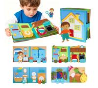AYSOW Libro Sensorial de Tela para Niños 1, 2, 3, 4, 5, 6 Años,Actividades Montessori 3D,Juguetes Niños 1 Año Libro Interactivo,Juego Sin Pantallas,Aprender Jugando Vestir, (Blue)