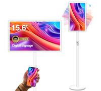 AYSTekMann Pantalla de señalización digital de 15.6 pulgadas, pantalla táctil capacitiva de 10000 mAh, pantalla publicitaria con espejo de pantalla inalámbrica, pantalla LCD todo en uno HDMI con