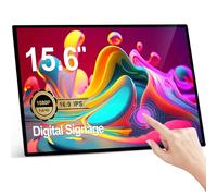 AYSTekMann Pantalla digital de señalización digital de 15.6 pulgadas, pantalla táctil capacitiva de 10000 mAh, pantalla publicitaria con entrada HDMI, reproductor de monitor comercial LCD todo en uno