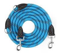 Aystkniet Correa ajustable para perros grandes y medianos de 2 m, resistente de nailon reflectante, con 2 mosquetones, versátil correa y correa para el cuello con 250 kg de fuerza de tracción, azul