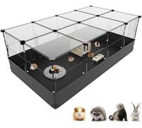 Aystkniet Jaula para cobayas, corral de conejo con cubierta superior y forro inferior de agua, corral de animales pequeños para hemster, tortuga, erizo, jerbo de gatito, valla para mascotas para