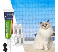 Aystkniet Red para gatos para balcón, sin taladrar, incluye gancho adhesivo y adhesivo de silicona, 10 × 3 m, red para gatos reforzada, resistente a los rayos UV, para ventanas, terrazas y puertas