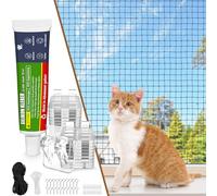 Aystkniet Red para gatos para balcón sin taladrar, incluye gancho adhesivo y adhesivo de silicona, 2 x 3 m, 4 x 3 m, 6 x 3 m, 8 x 3 m, red para gatos reforzada, resistente a los rayos UV, para