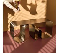AYTM Banco Curva Solid, plateado, 100 cm de longitud, acero inoxidable