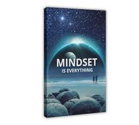 AYTREDF Mindset Is Everything - Póster de lienzo con cita motivacional, decoración de dormitorio, paisaje, oficina, habitación, regalo, 50 x 75 cm