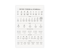 AYTREDF Póster de símbolos musicales y definiciones terminológicas, partituras, lienzo de teoría básica, decoración de dormitorio, paisaje, oficina, habitación, regalo, 30 x 45 cm