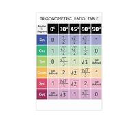 AYTREDF Póster educativo, fórmulas trigonométricas, póster de lienzo de clase de matemáticas avanzadas, decoración de dormitorio, paisaje, oficina, habitación, regalo, 30 x 45 cm