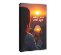 AYTREDF Reflect Your Inner Light - Lienzo decorativo con citas inspiradoras para decoración de pared, pinturas para sala de estar, dormitorio, 12 x 18 pulgadas (30 x 45 cm)