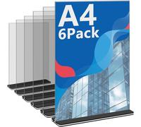 Ayuanb 6 Piezas Soporte A4, Soporte Letreros Acrílico, Expositor Acrílicoen A4 forma de T Soporte, A4 Doble Cara Soporte, Letrero Transparente A4 para Porta Hoteles Restaurantes para Menús Folletos