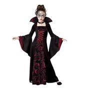 Ayucanpeng Disfraz de Vampiro Niña,Disfraz de Reina Vampiresa,Vestido Vampiresa Con Collar,para Fiesta de Halloween, Juego de Roles, Cosplay de Carnaval (130)