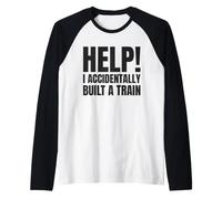 Ayuda Accidentalmente Construí Un Tren - Humor Absurdo Memes Camiseta Manga Raglan