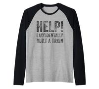 Ayuda Accidentalmente Construí Un Tren - Humor Absurdo Memes Camiseta Manga Raglan